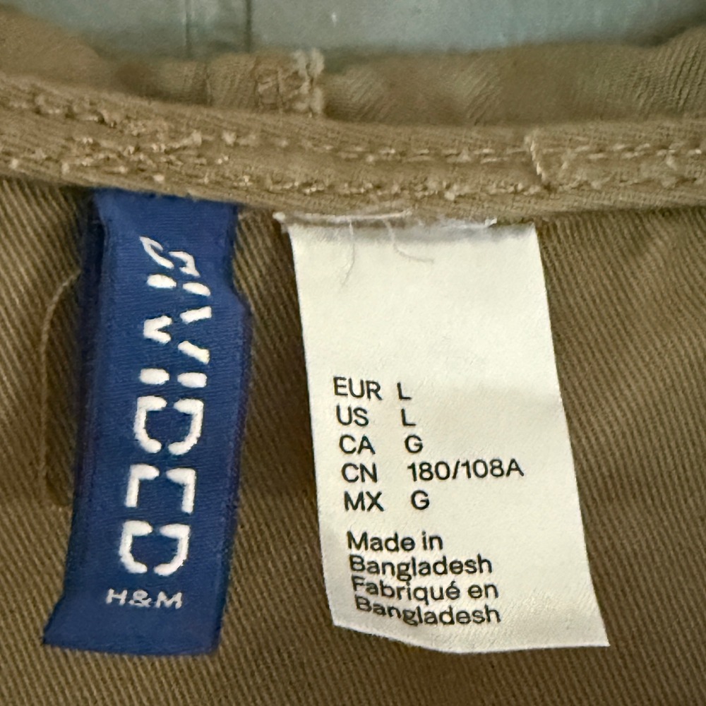 New York Embroidered Hooded Jacket Shacket Mens Large Khaki/Tan Modern Uniform - Picture 3 of 12